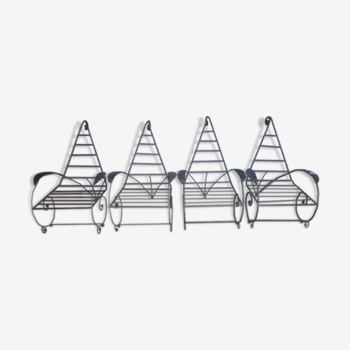 4 fauteuils chaises metal jardin terrasse fer forgé