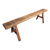 Rustic antique bench in wood – early 20th century – seat in solid pine and base in chestnut.