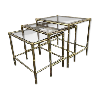 Tables gigognes en bronze imitation bambou