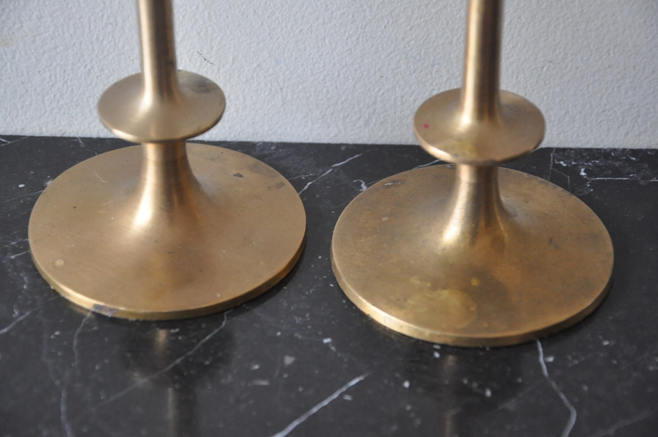 Pair of vintage Scandinavian brass candle holders