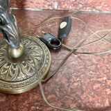 Lampe tulipe - Verrerie Schneider - verre marmoréen et laiton - années 20/30
