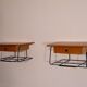 Scandinavian vintage hanging bedside pair in teak and metal