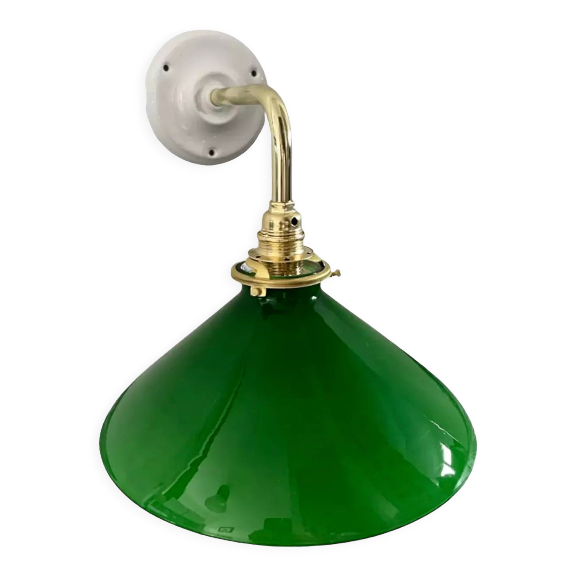 Vintage wall lamp in green opaline
