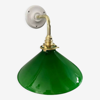Vintage wall lamp in green opaline