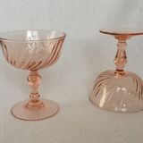 Set of 2 champagne glasses Luminarc Rosaline cocktail 70s