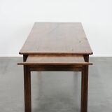 Antique French farmhouse dining table with two drawers and a pull-out board