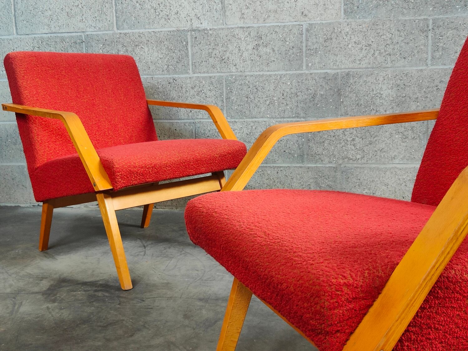 Pair of armchairs red Mier Topolcany 1960