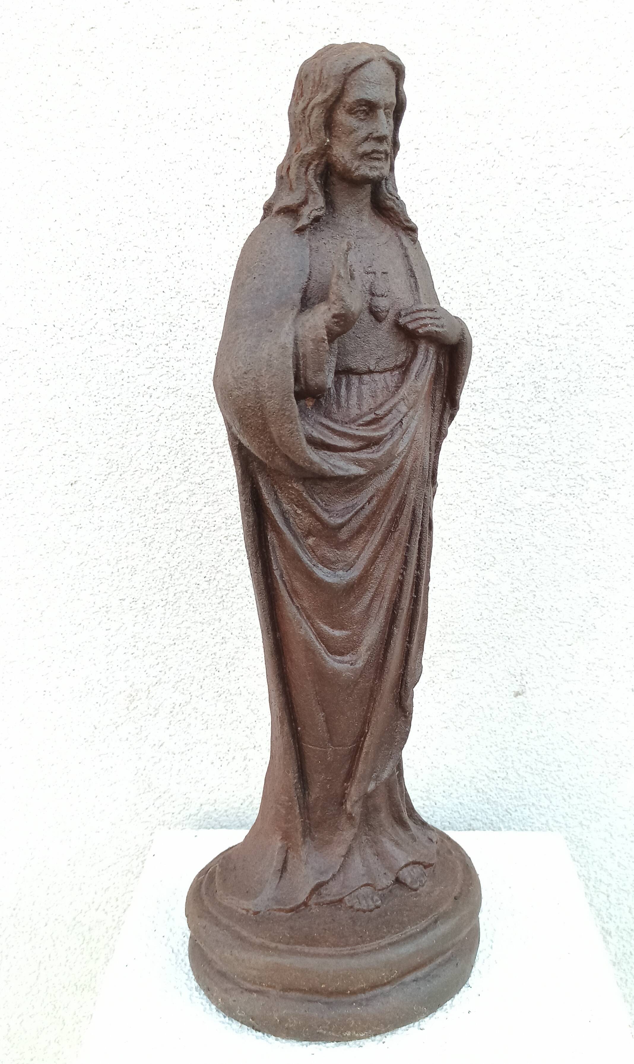Cast iron Jesus statue