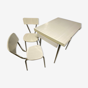 Table et chaises en formica blanc