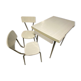 Table et chaises en formica blanc