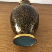 Chinese cloisonné vase in brass on wooden base floral motifs