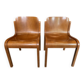 Set of 2 Mito Scandinavian style chairs by Carlo Bartoli for Tisettanta vintage