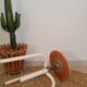Wood & metal tripod workshop stool with industrial screws