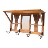 Ancien portemanteau français avec miroir style art déco vers 1930