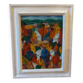 Original oil painting by Haitian artist Fritz Charles