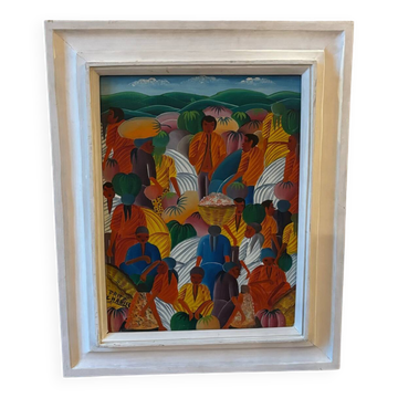 Original oil painting by Haitian artist Fritz Charles