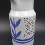 Enamelled terracotta pitcher, bird decoration engraved by Michel Barbier, Vallauris circa 1970