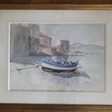 Ancient painting depicting a seascape