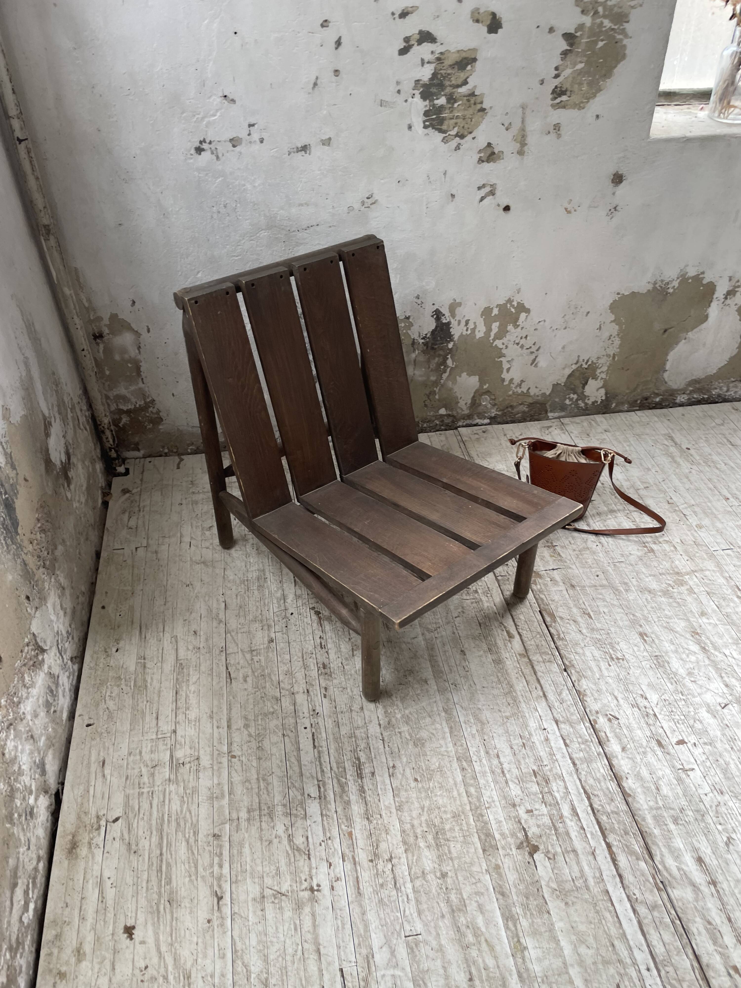 Modernist oak armchair
