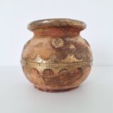 Wooden and brass vase