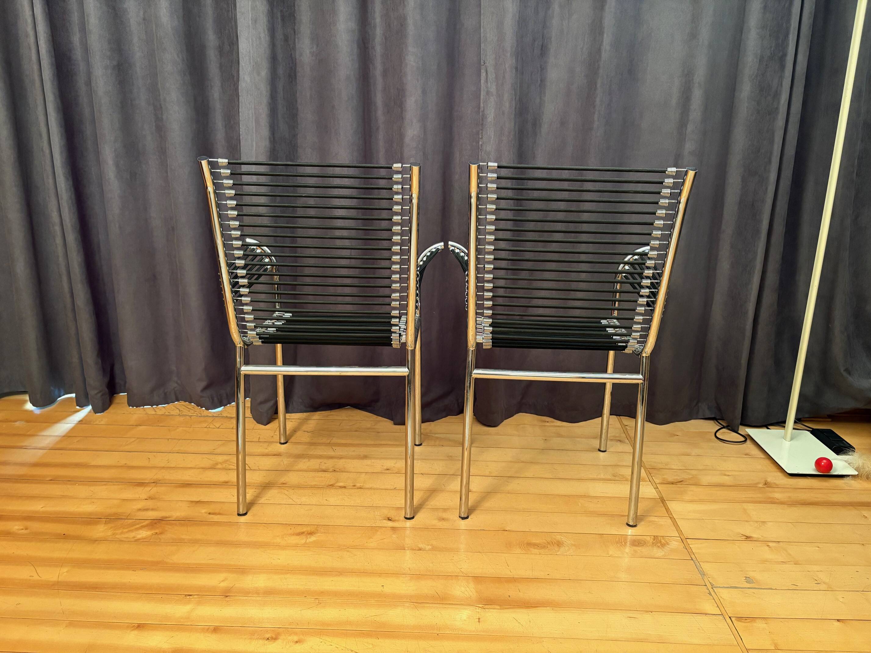 Pair of "Sandows" chairs designed by Rene Herbst, Bauhaus, France, 1980s