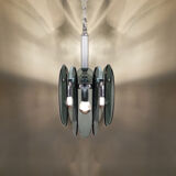 1970s Gorgeous Grey Smoked Chandelier by Veca in Murano Glass. Made in Italy