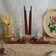 Pair of bedside lamps wood, metal and globe glass - vintage