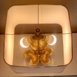 Bronze and brass water lily lamp signed