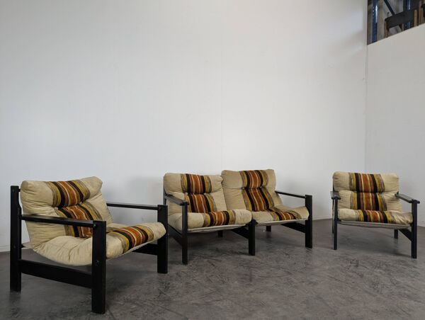 Ensemble canapé et 2 fauteuils scandinave