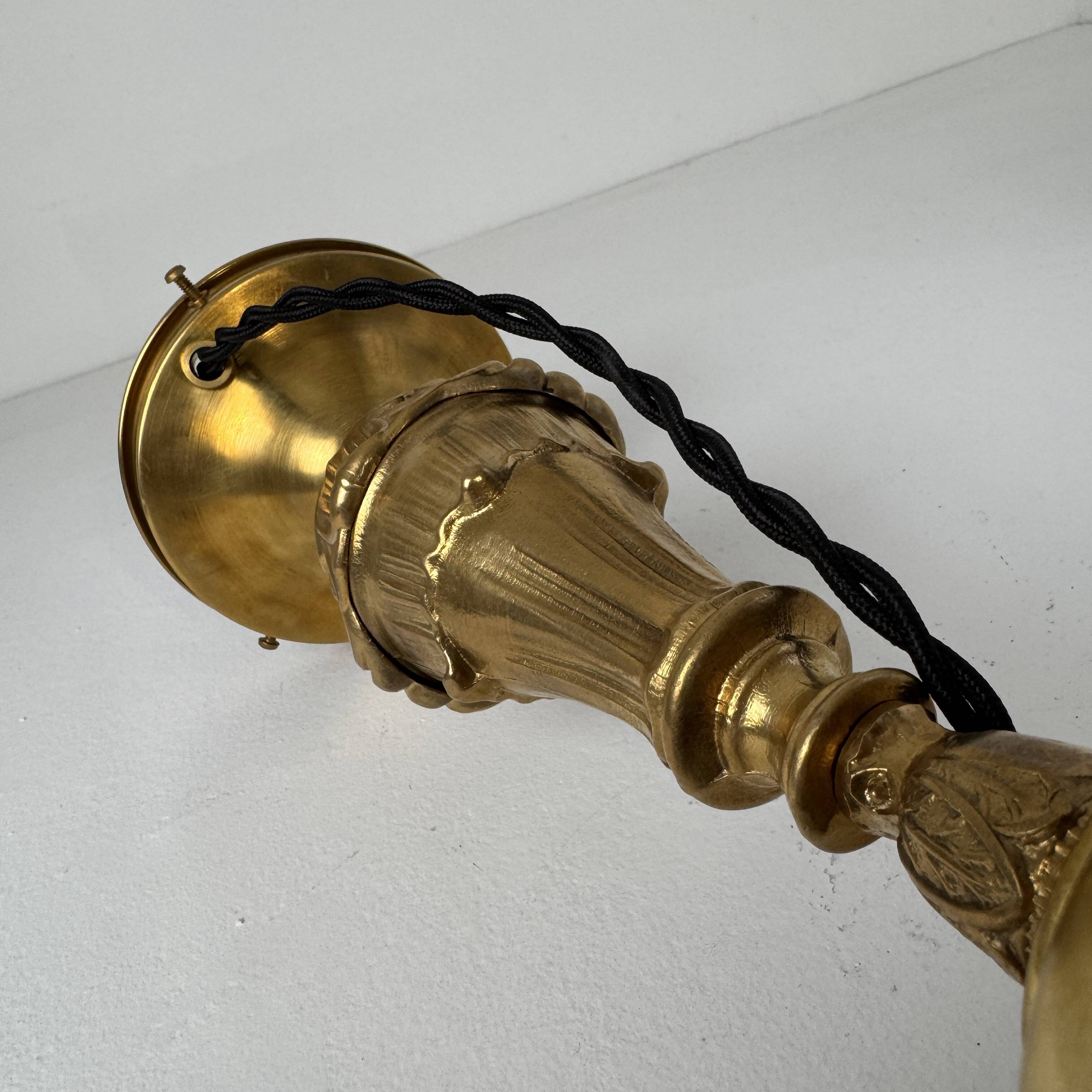 Vintage brass and opaline table lamp
