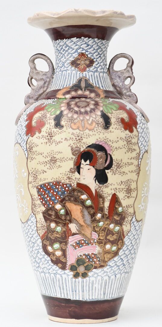 Pair of Satsuma porcelain vases