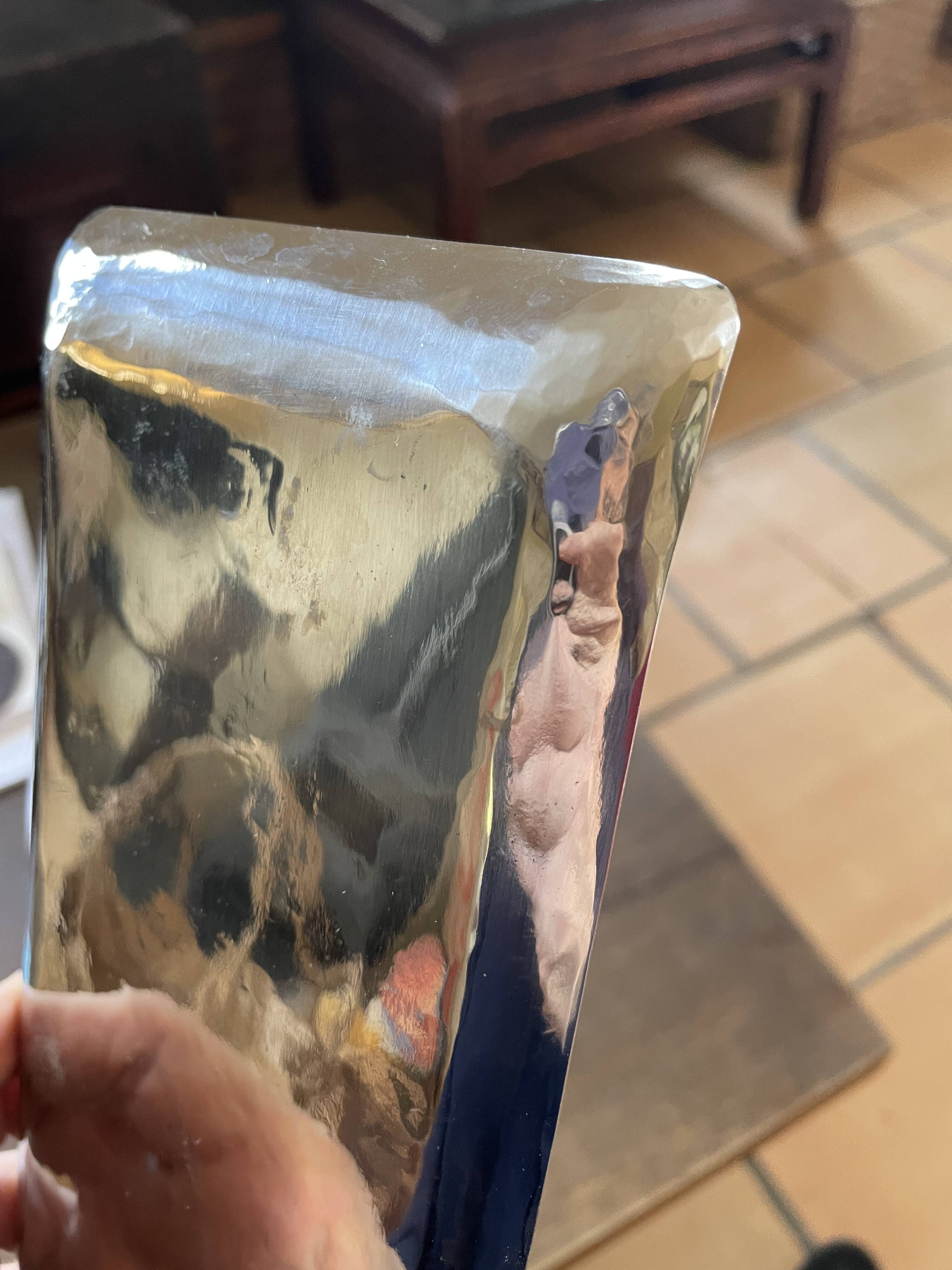 Empty silver metal pocket