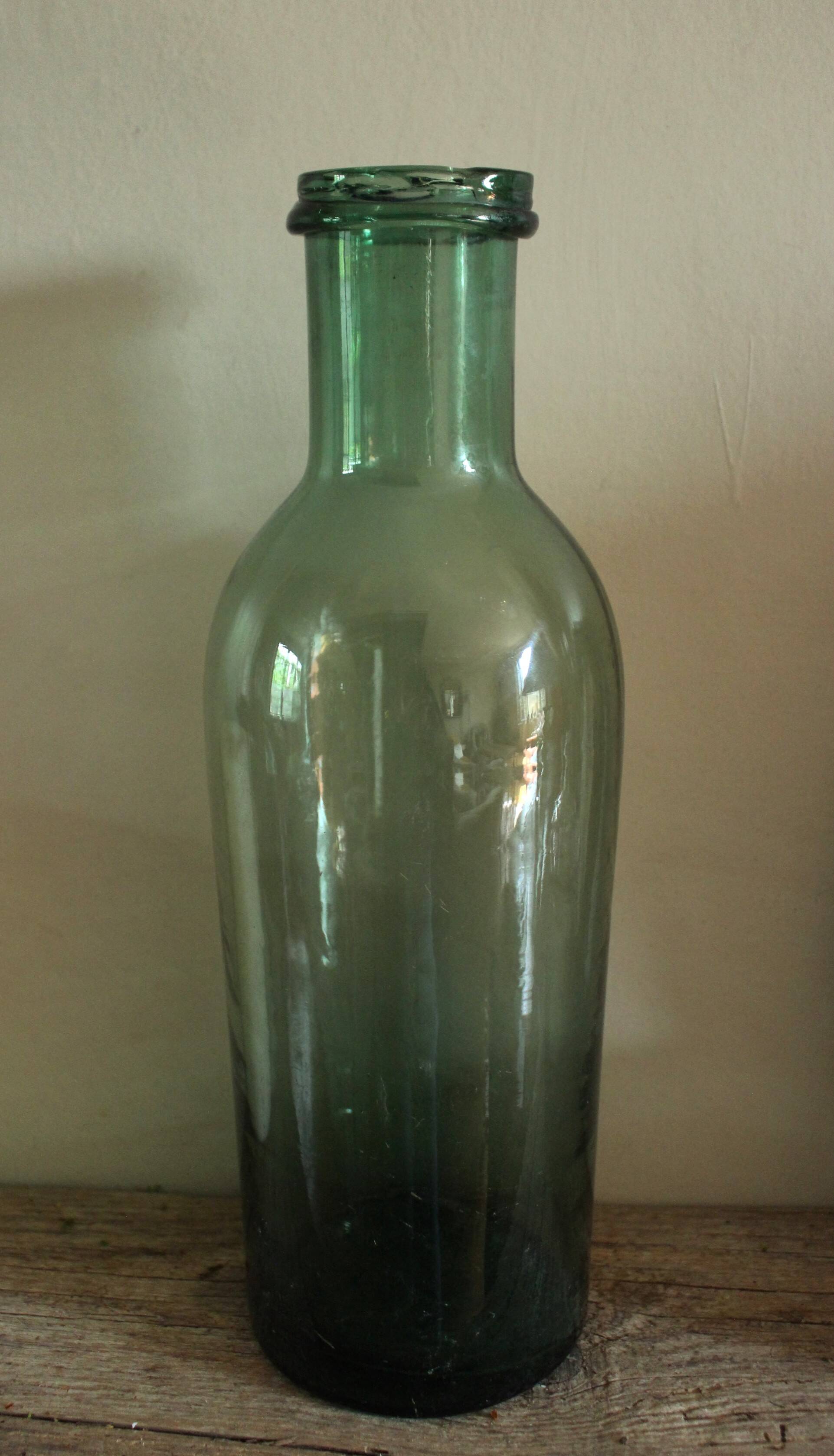 Green Glass Bottle Large Flask Vase