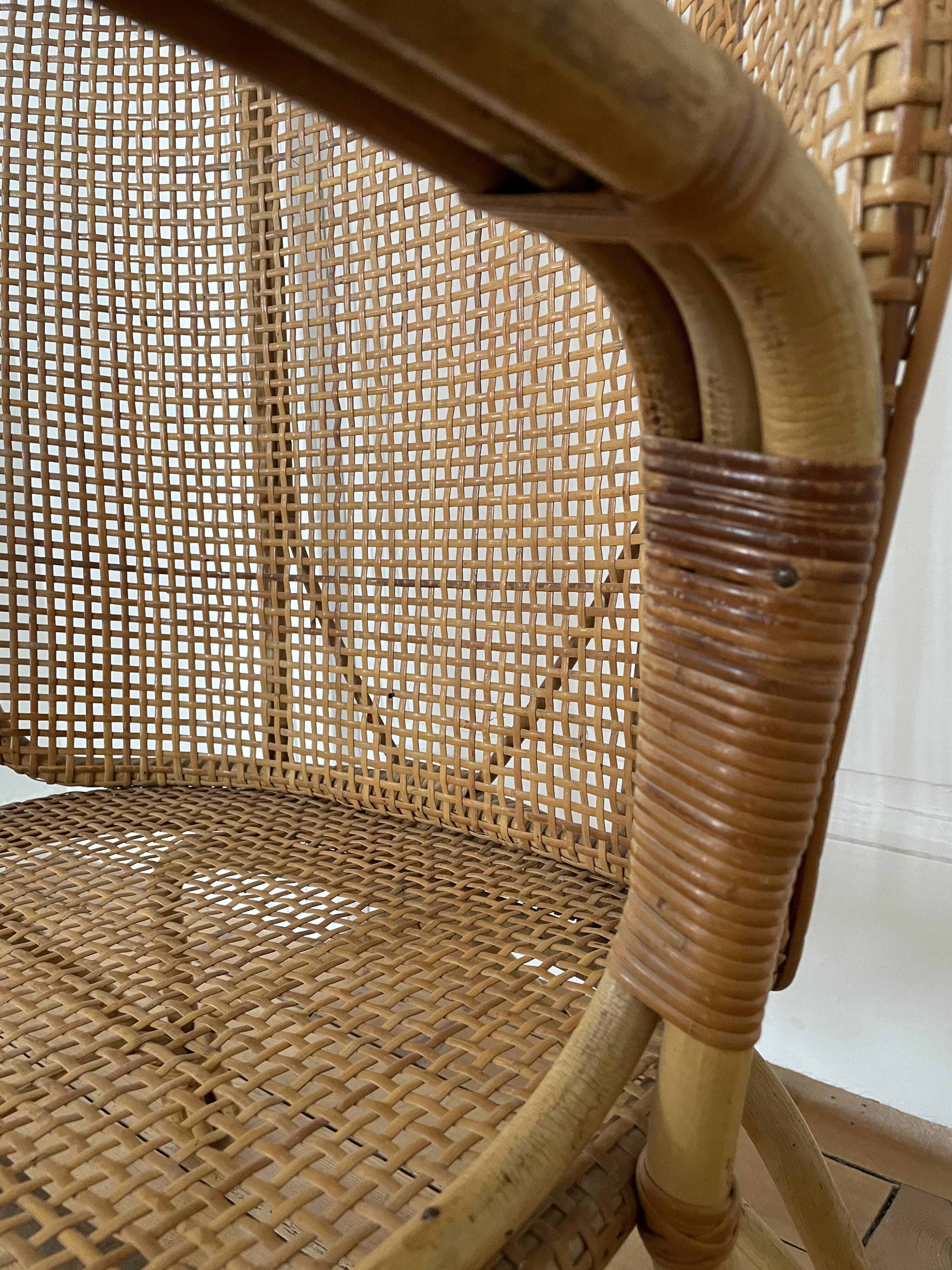 Vintage rattan and canning armchair
