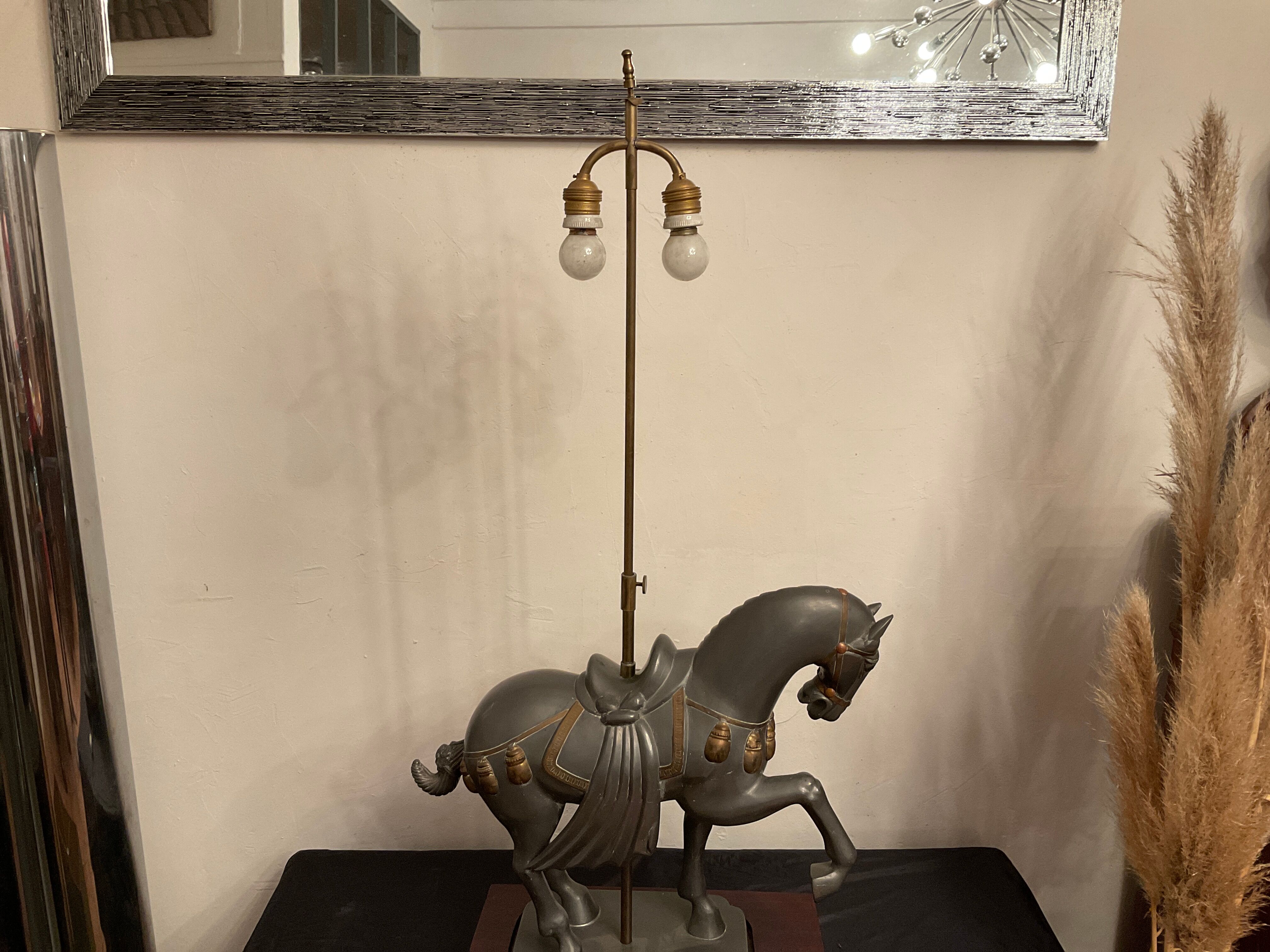 Large vintage horse plight in tin, H103 cm