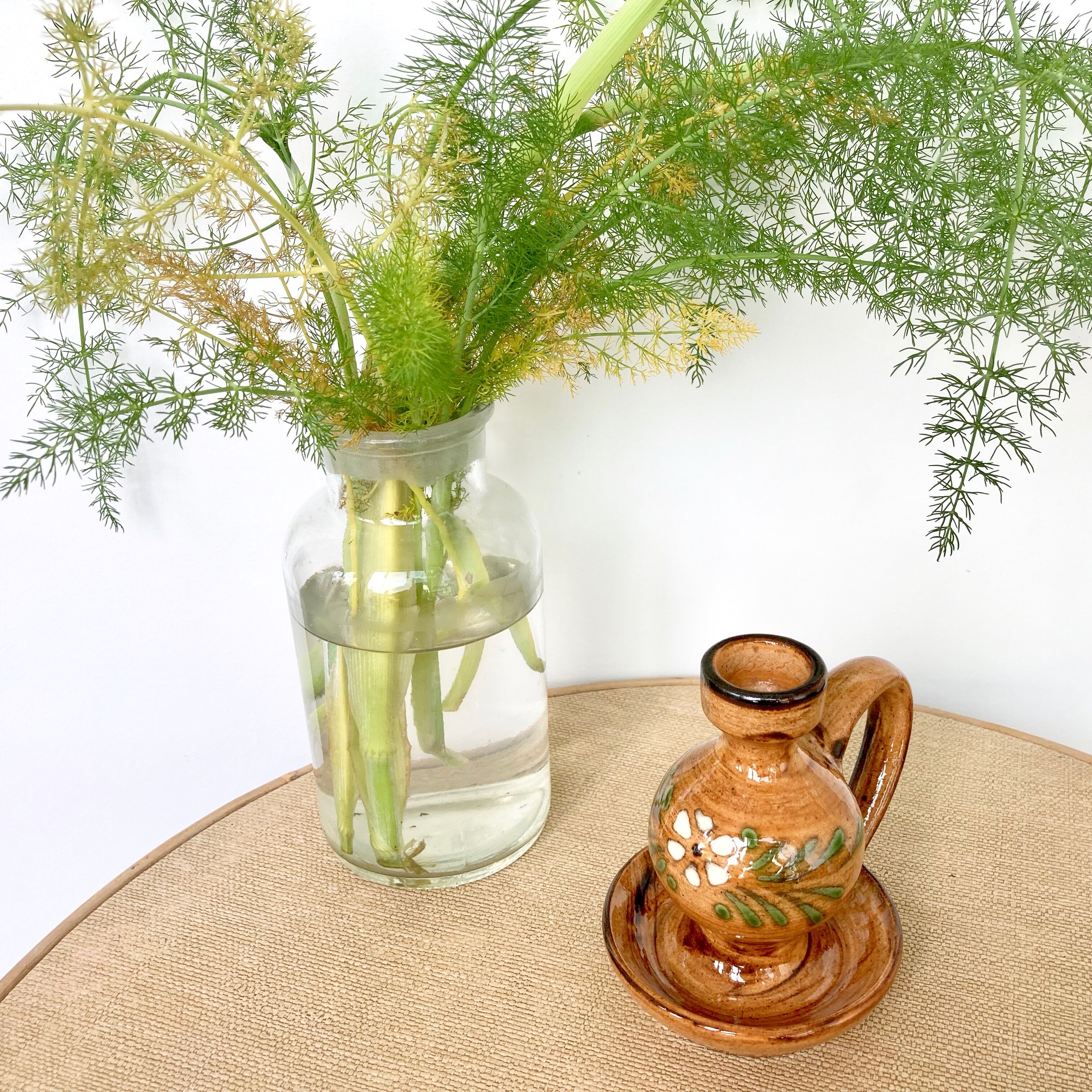 Glazed pottery candle holder