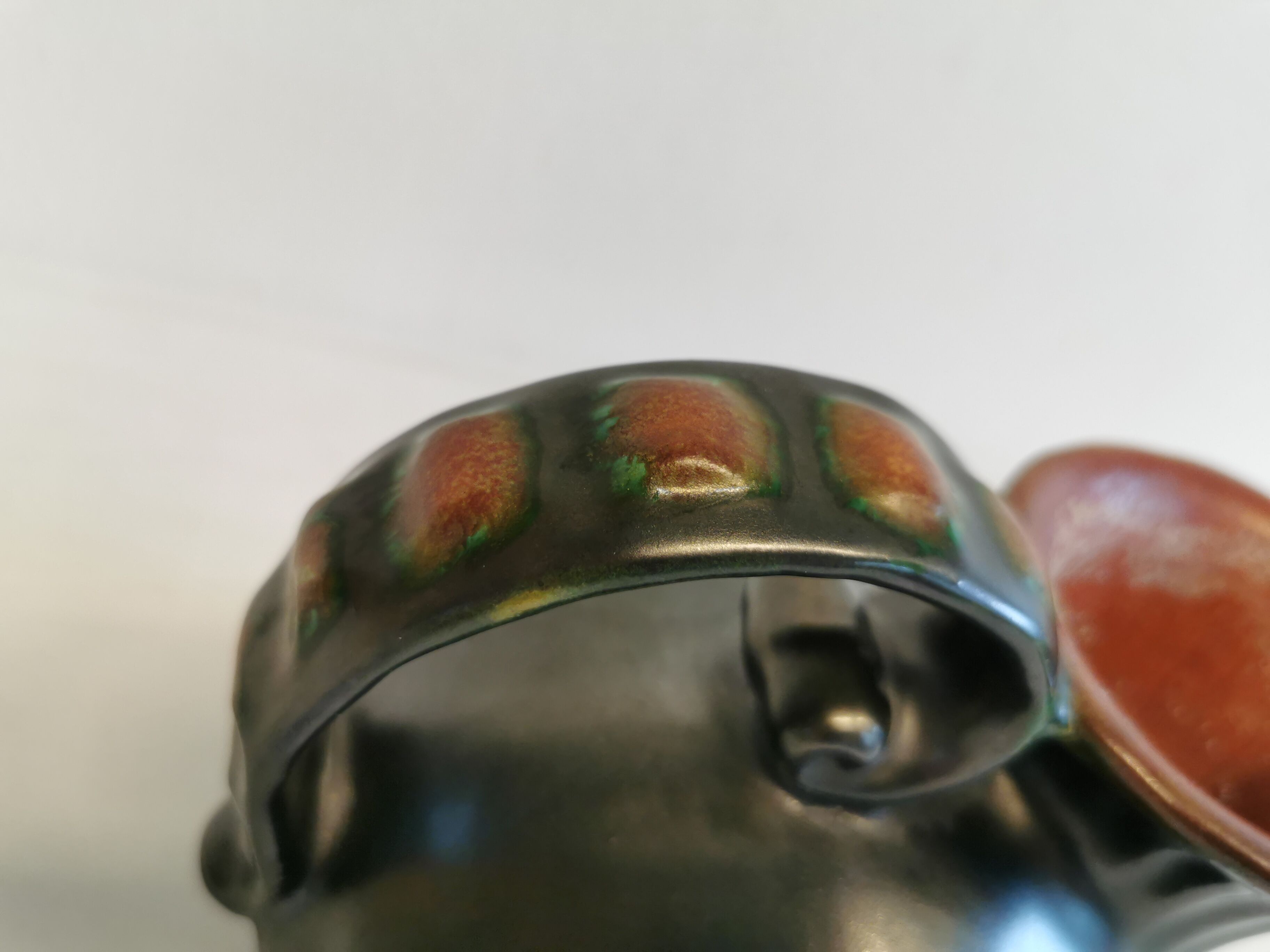 Keramic jug in metal glaze, from Danish Michael Andersen (Stamped with the 3 fish at the bottom)