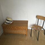 Vintage wood and rattan chest