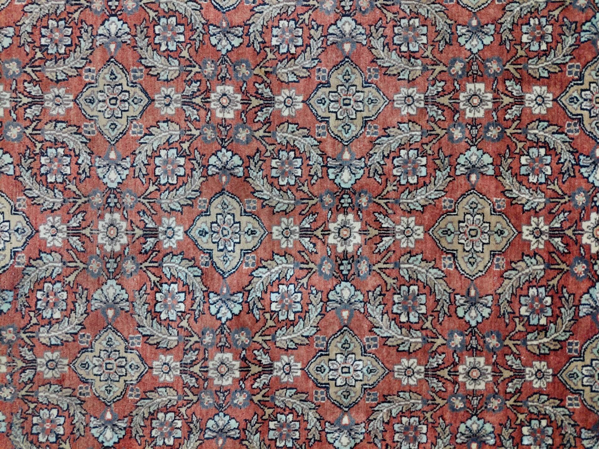 Kashmir carpet in wool and hand-knotted silk