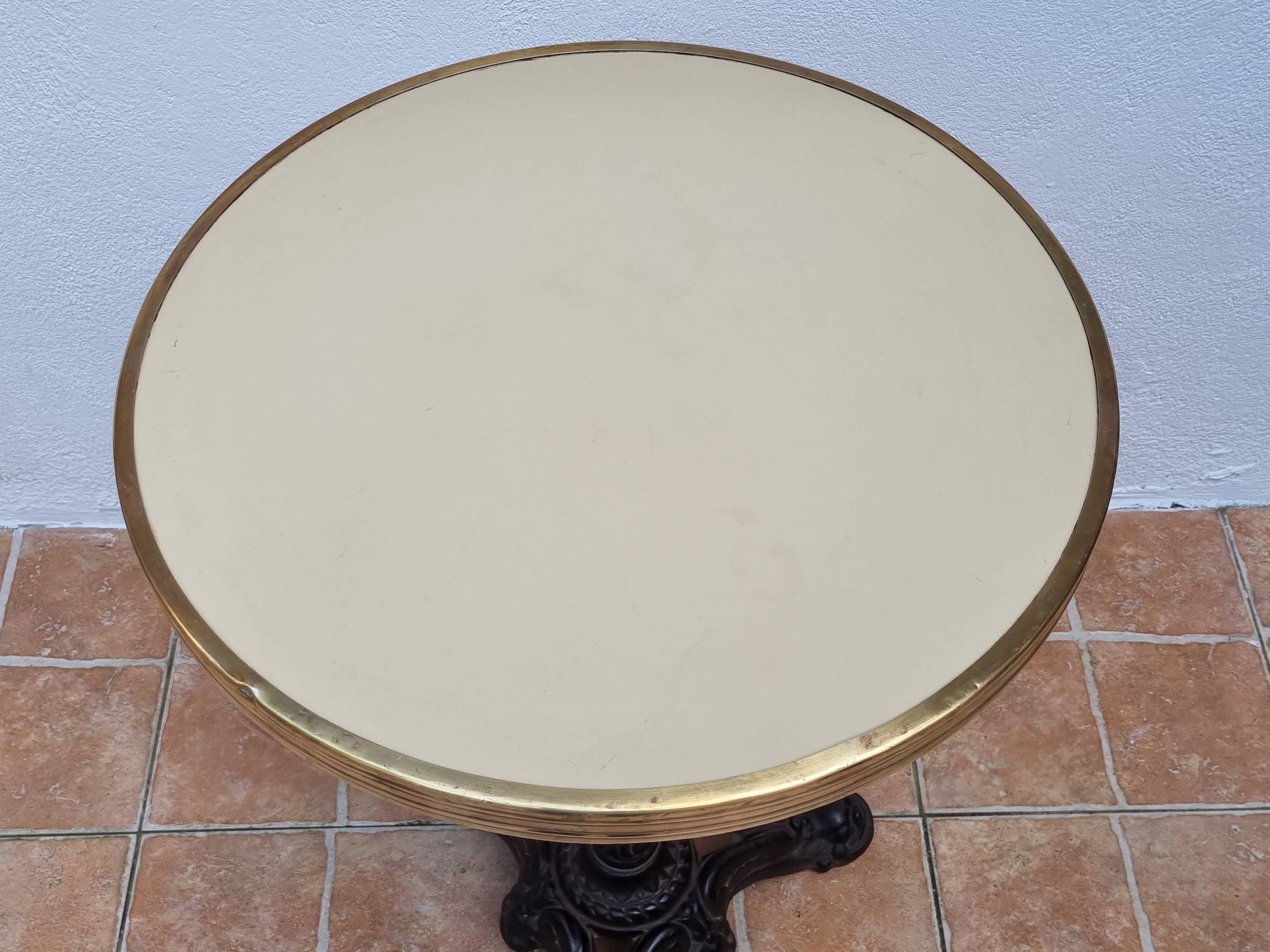 Antique 50s tripod bistro table, cream, 74 cm