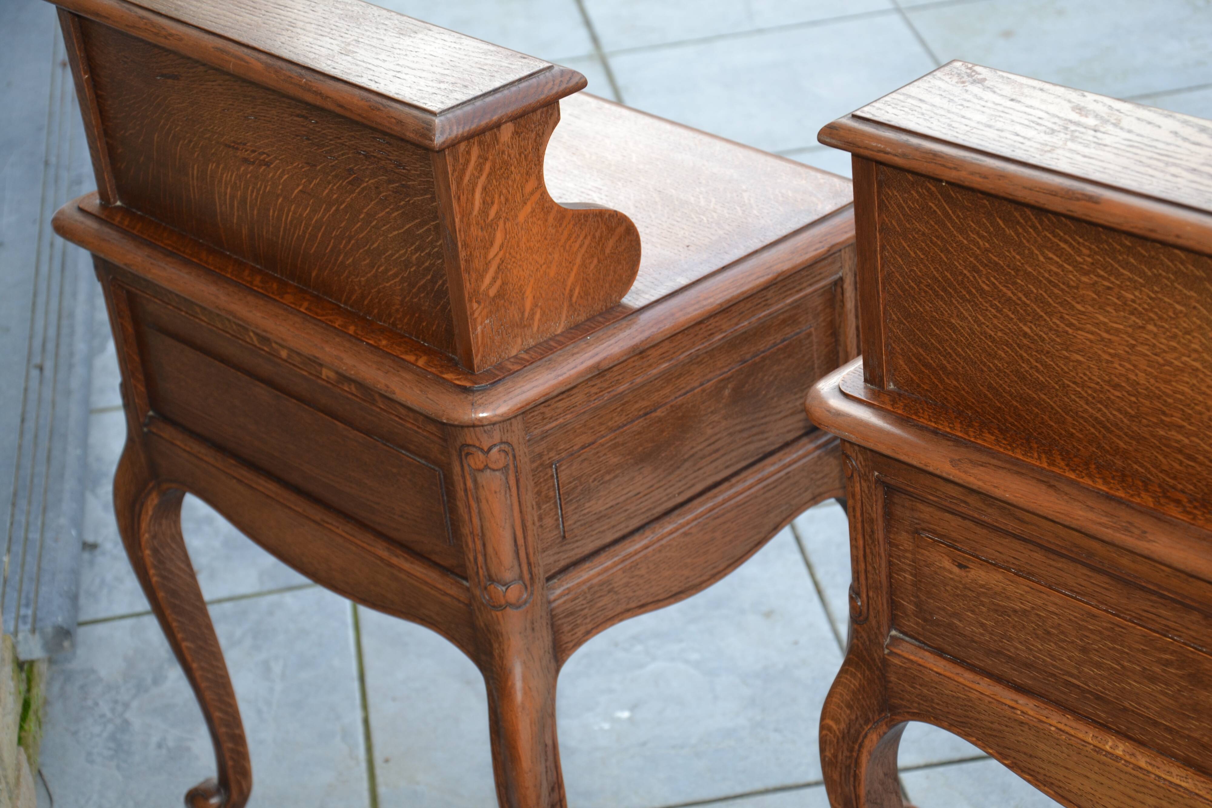 Two oak bedside tables.