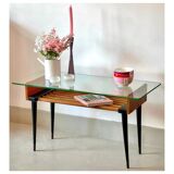 Table d'appoint en bois et verre