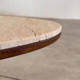 Oval travertine coffee table with ashwood slatted base – italy by forme