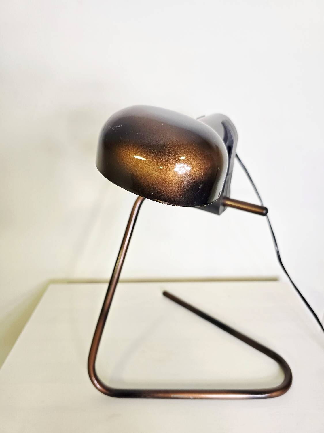 Lampe de table ajustable en bronze des années 80