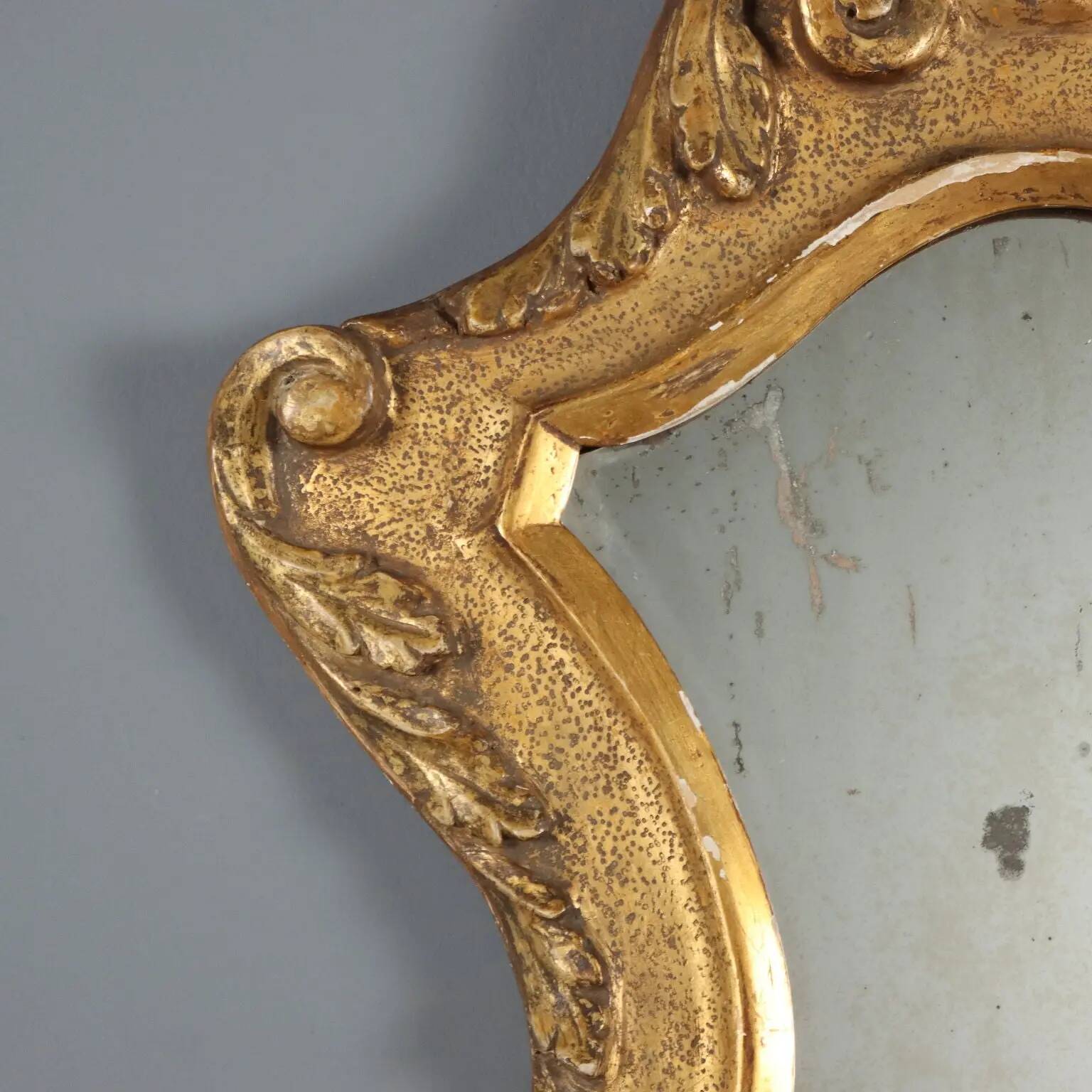 Antique carved and gilded wooden mirror, Italy, 19th century