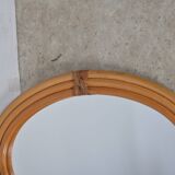 Oval rattan mirror