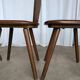Vintage Tyrolean Dining Chairs: Set of 4, Red Fabric Seat, 1970s