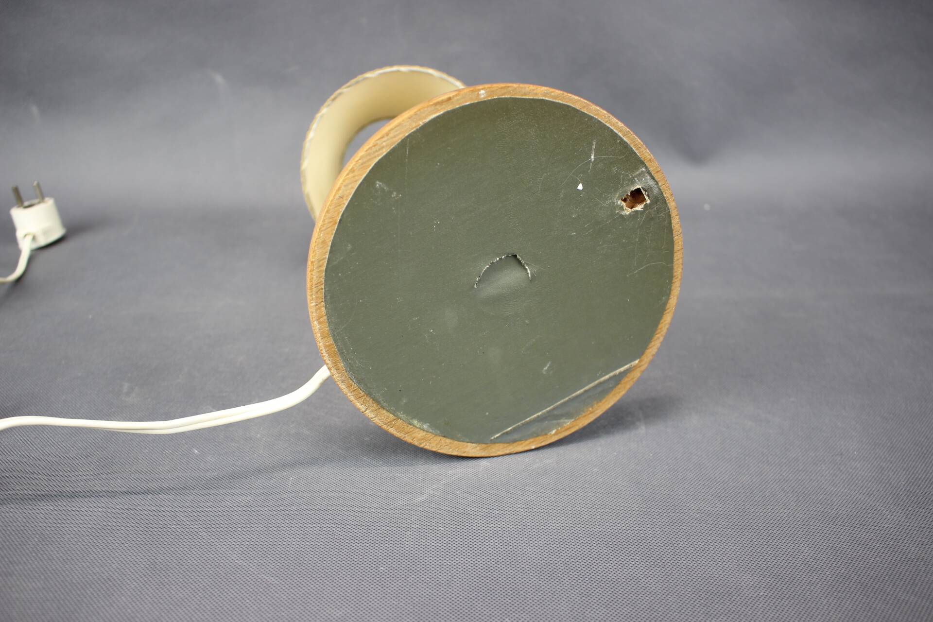 Mid-century adjustable wooden table lamp with floral shade, Czechoslovakia, 1970.