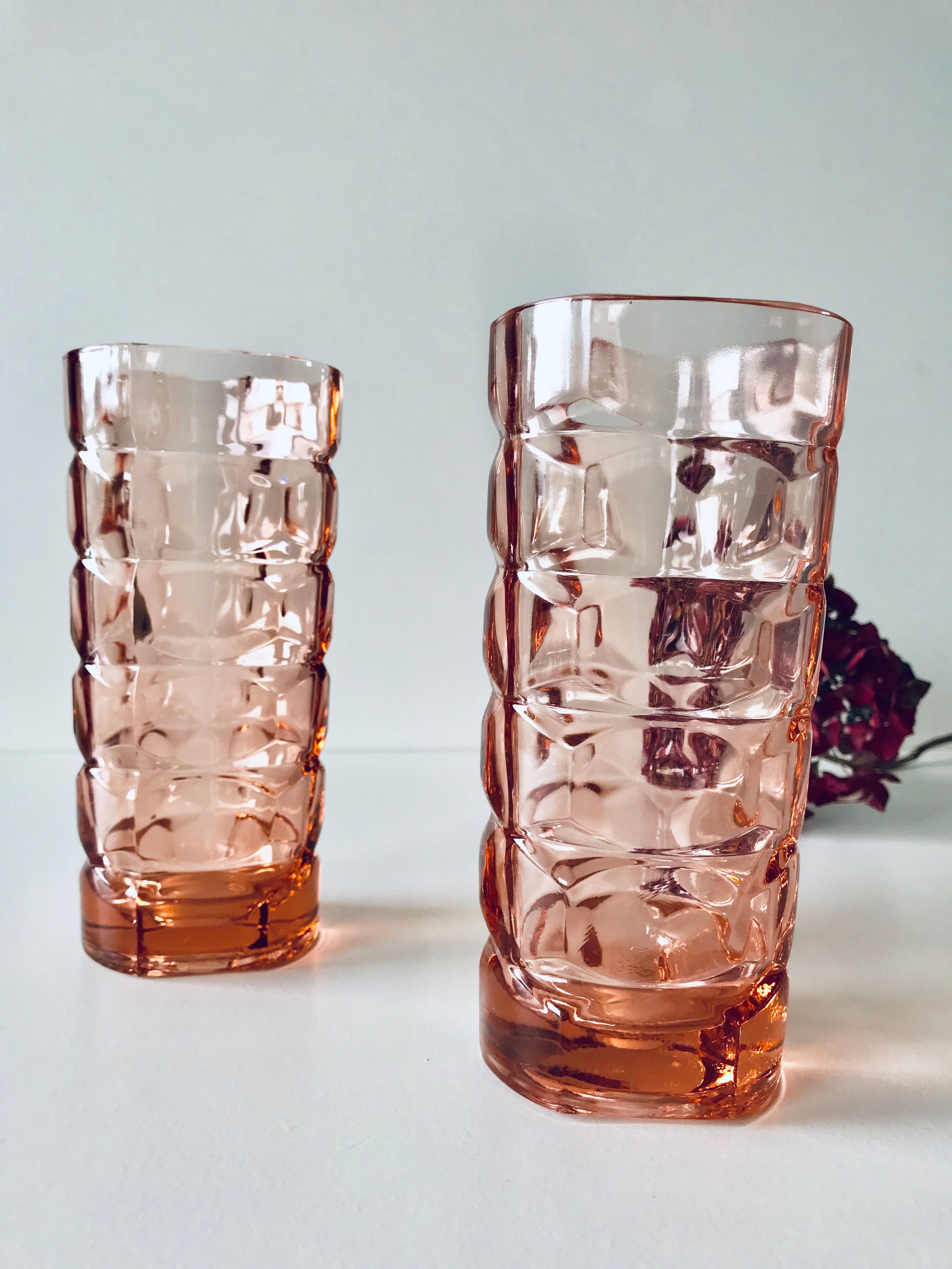 Pair of pink glass vases