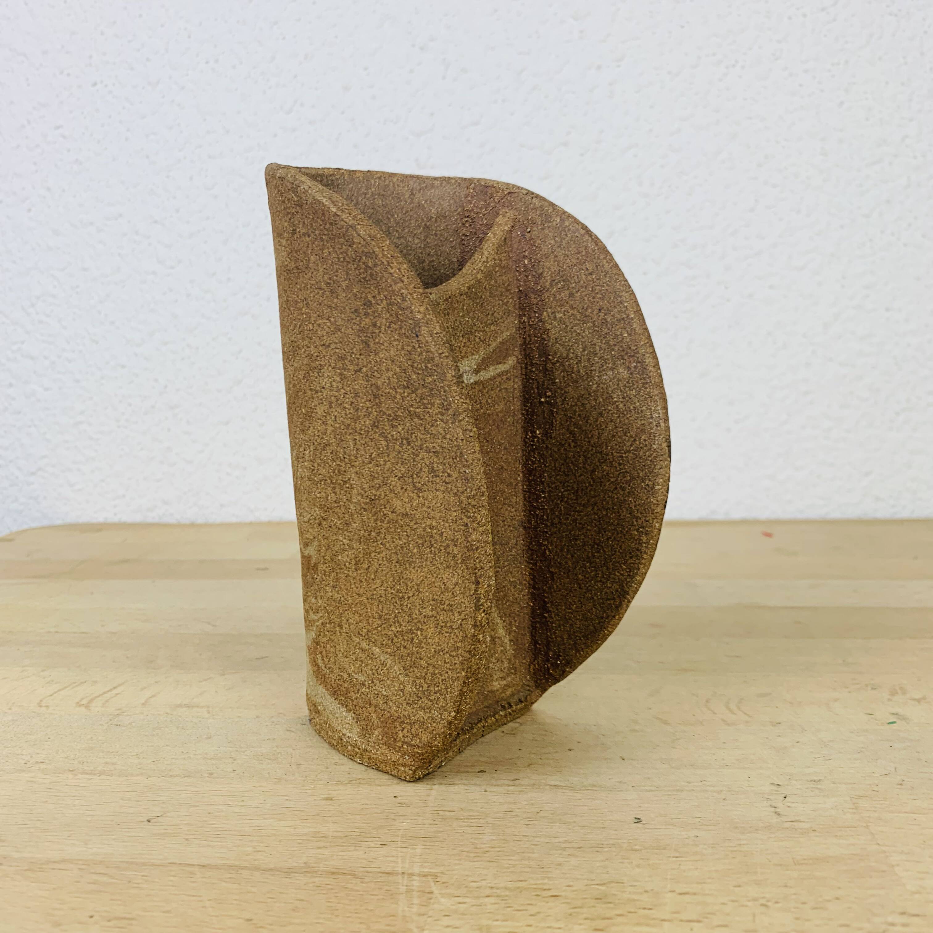 Vintage stoneware free-form vase